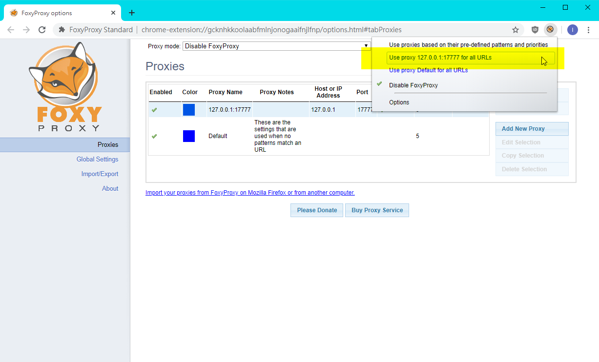 啟用 Proxy / Enable Proxy